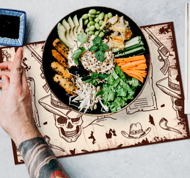 Originele placemat met schedel en cowboy thema's - TenStickers