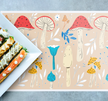 Originele placemat met speelse paddenstoelenprint - TenStickers