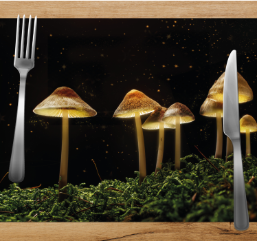 Originele placemat paddenstoelen in de nacht - TenStickers