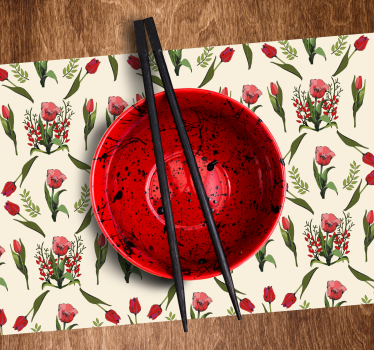 Originele placemat rode kom bloemig - TenStickers