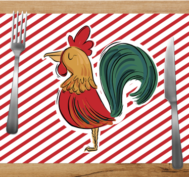 Originele placemat rooster met strepen - TenStickers