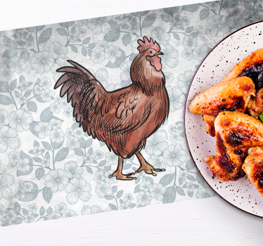 Originele placemat rustieke kip illustratie - TenStickers