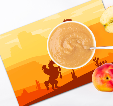 Originele placemat silhouet van cowboy scène - TenStickers