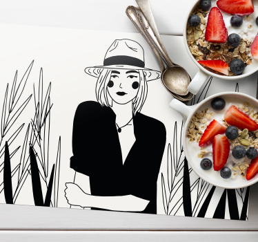 Originele placemat stijlvolle vrouwenillustratie - TenStickers