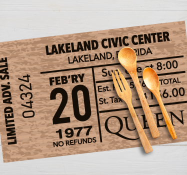 Originele placemat vintage evenementticket - TenStickers