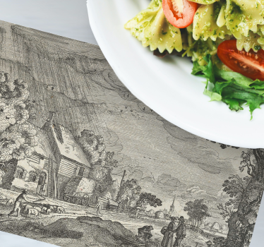 Originele placemat vintage landschapscène - TenStickers