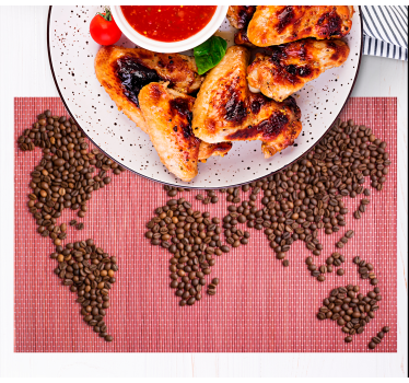 Originele placemat wereldkaart koffiebonen - TenStickers