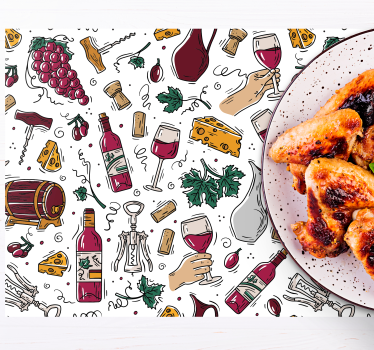 Originele placemat wijn en kaas thema - TenStickers
