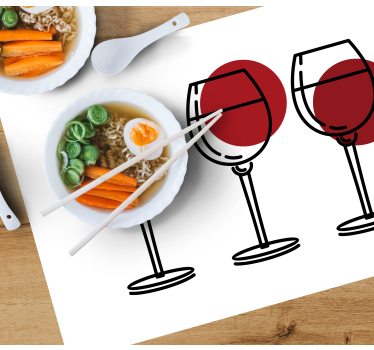 Originele placemat wijnglazen trio - TenStickers