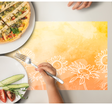 Originele placemat zonnebloem omtrek patroon - TenStickers
