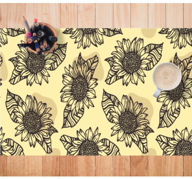 Originele placemat zonnebloem patroon kunst - TenStickers