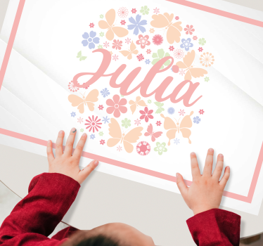 Originele placemats Cirkel van vlinders met naam - TenStickers
