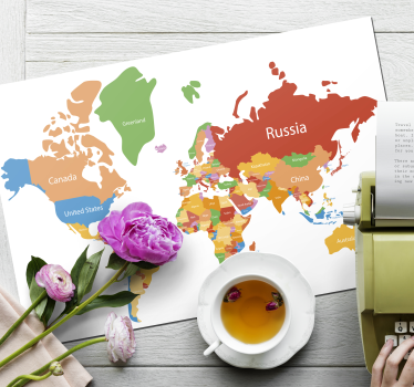Originele placemats Kleurrijke wereldkaart - TenStickers