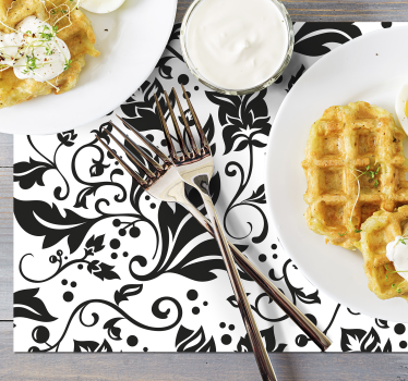 Placemat bloemenpatroon zwart - TenStickers