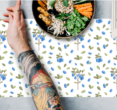 Placemat botanisch blauw patroon - TenStickers