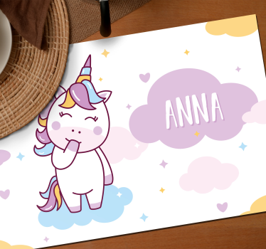 Placemat eenhoorn met naam - TenStickers