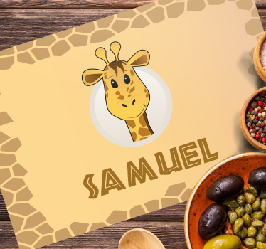 Placemat giraffe aangepaste naam  - TenStickers