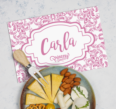 Placemat kleuren Aanpasbare naam voor prinses - TenStickers