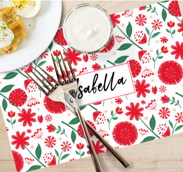 Placemat met naam bloemennaam kunstwerk - TenStickers