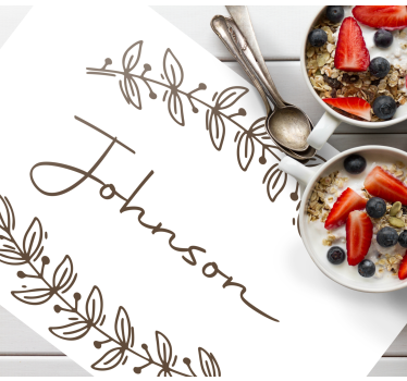 Placemat met naam elegante bladeren naam - TenStickers