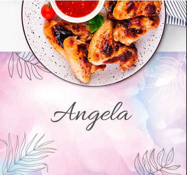 Placemat met naam elegante bloemen schotel - TenStickers