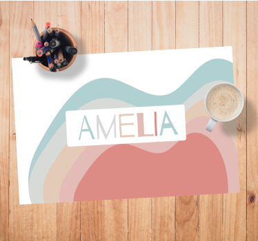 Placemat met naam kleurrijke naam personalisatie - TenStickers