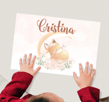 Placemat met naam schattige vos illustratie - TenStickers