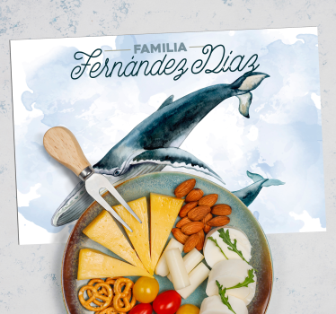 Placemat met naam walvisfamilie illustratie - TenStickers
