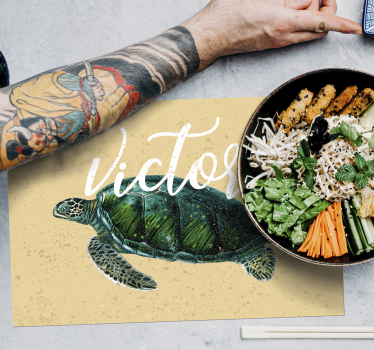 Placemat met naam Zeeschildpad met naam - TenStickers