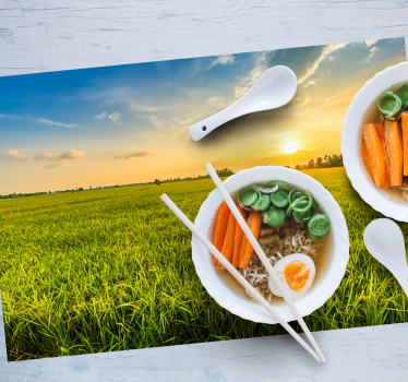 Placemat met naam zonsondergang rijstveld - TenStickers