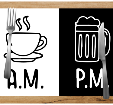 Placemat met tekst koffie bier contrast - TenStickers