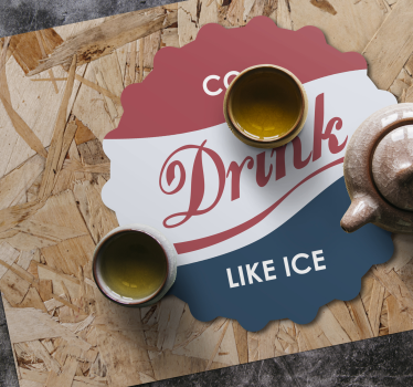 Placemat met tekst koude drank als ijs - TenStickers