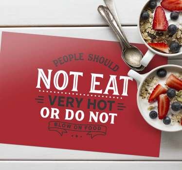 Placemat met tekst voor instructies tijdens het eten - TenStickers