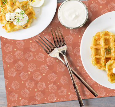 Placemat schelpenpatroon tafelblad - TenStickers