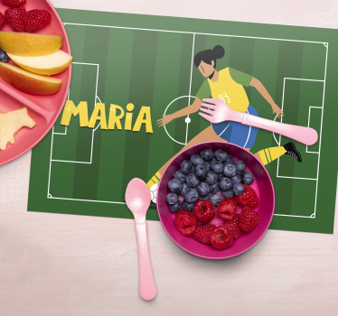 Personaliseerbare vrouwen voetbal placemat - TenStickers