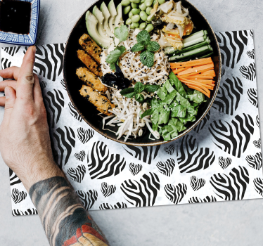 Placemat zebra hartpatroon - TenStickers