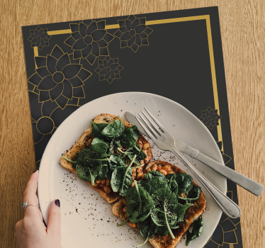 Placemat zwart Elegante stijl met planten - TenStickers