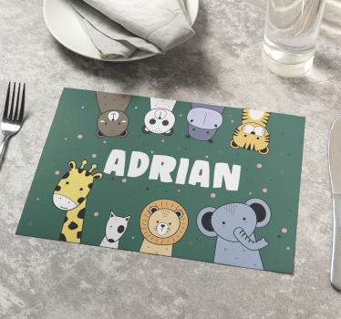 Rechthoekige placemats Dierentekenfilms met naam - TenStickers