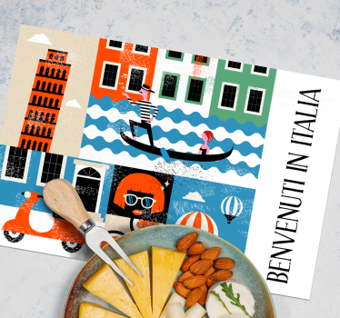 Rechthoekige placemats Italiaanse beroemdste voedselpictogrammen - TenStickers