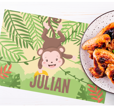 Rechthoekige placemats Kleine aap op tak - TenStickers