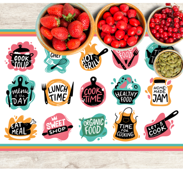 Rechthoekige placemats Koken voedsel keuken badge logo's - TenStickers