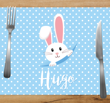 Rechthoekige placemats Schattig konijntje voor jongen met naam - TenStickers