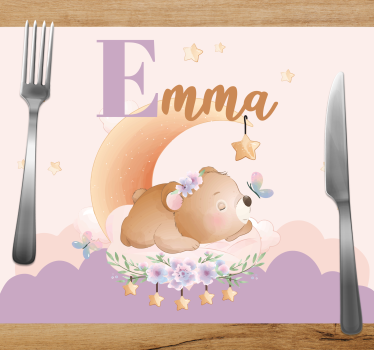 Rechthoekige placemats Schattige dieren beer met naam - TenStickers