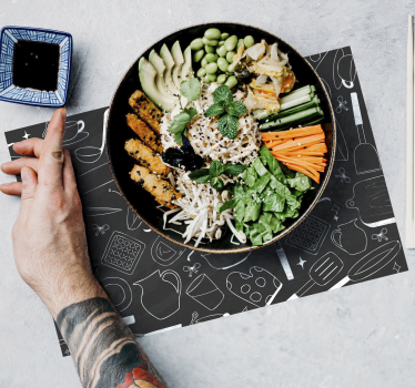 Restaurant placemats Keukengereedschap en voedsel - TenStickers