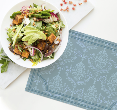 Blauwe bloemen barok elegante placemats - TenStickers