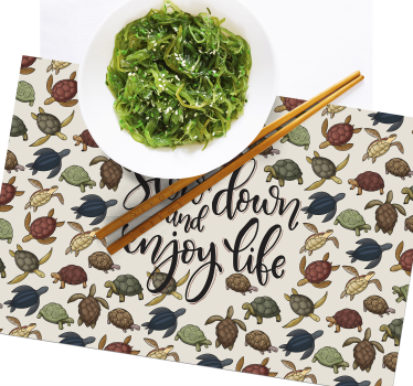 Verscheidenheid aan schildpadden tekst vinyl placemats - TenStickers