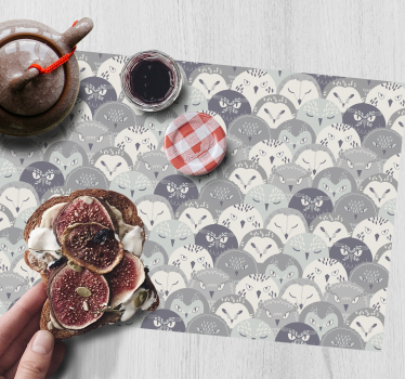 Grijze uilen in patroon originele placemat - TenStickers