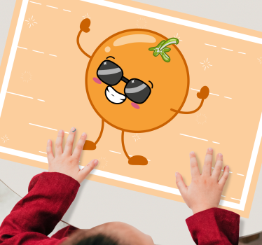 Vrolijk oranje karakter kinder placemat - TenStickers