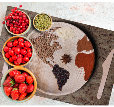 Wereldkaart ingrediënten originele placemat - TenStickers