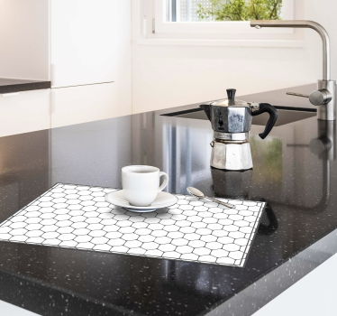 Witte zeshoekige tegel placemat - TenStickers